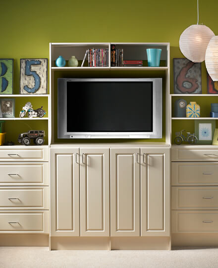 Wood Cabinets in Living Room