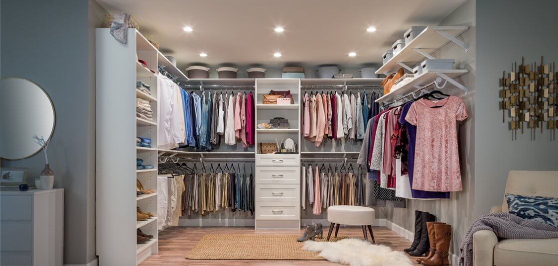 Wood Closet Shelving and Drawers