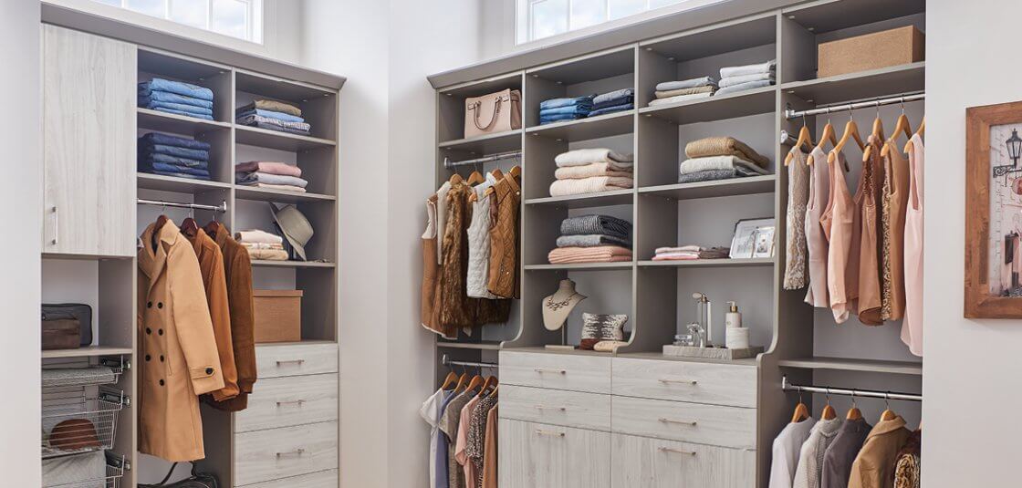 Wood Closet Shelving and Drawers